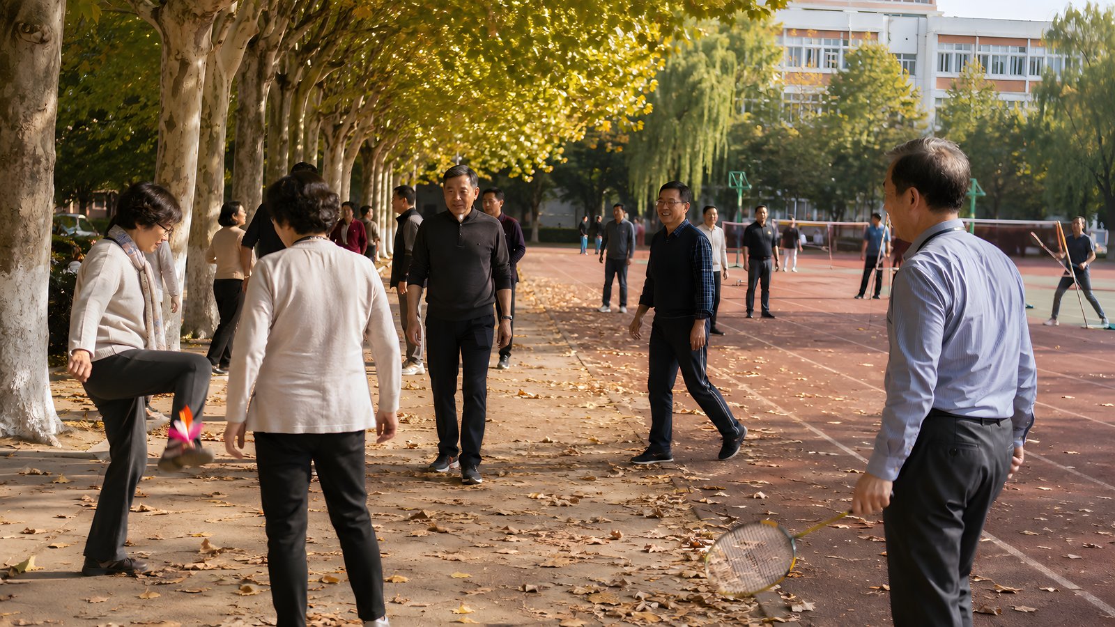 同学会户外活动拍摄（AI 风格示意）
